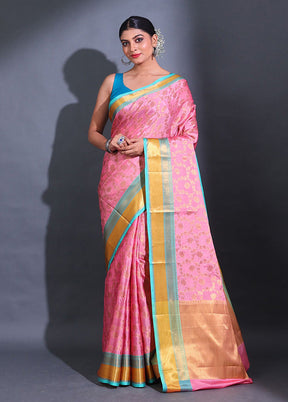 Pink Spun Silk Saree With Blouse Piece - Indian Silk House Agencies