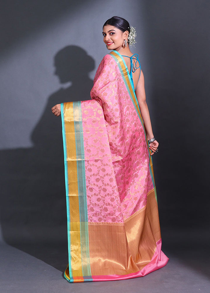 Pink Spun Silk Saree With Blouse Piece - Indian Silk House Agencies