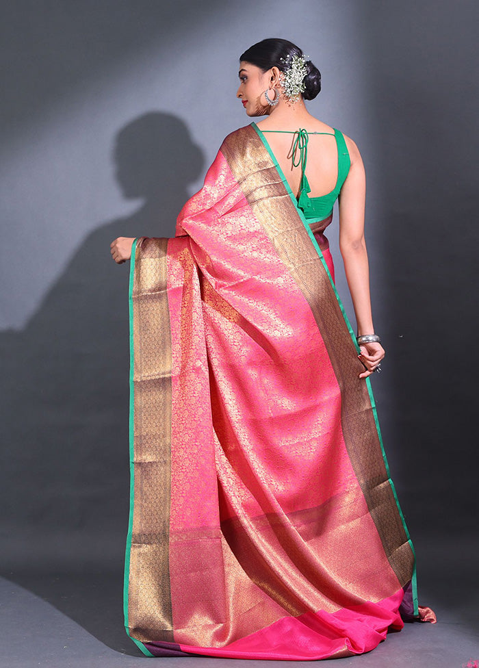 Pink Spun Silk Saree With Blouse Piece - Indian Silk House Agencies