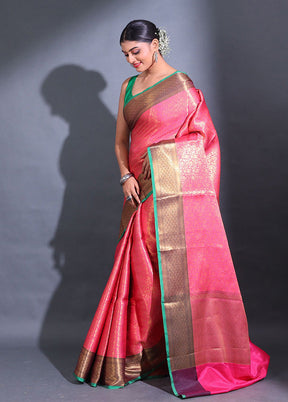 Pink Spun Silk Saree With Blouse Piece - Indian Silk House Agencies