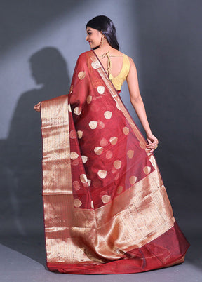 Maroon Spun Silk Saree With Blouse Piece - Indian Silk House Agencies