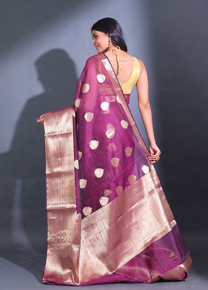 Magenta Spun Silk Saree With Blouse Piece - Indian Silk House Agencies