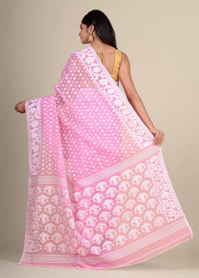 Pink Cotton Handwoven Jamdani Saree Without Blouse Piece - Indian Silk House Agencies