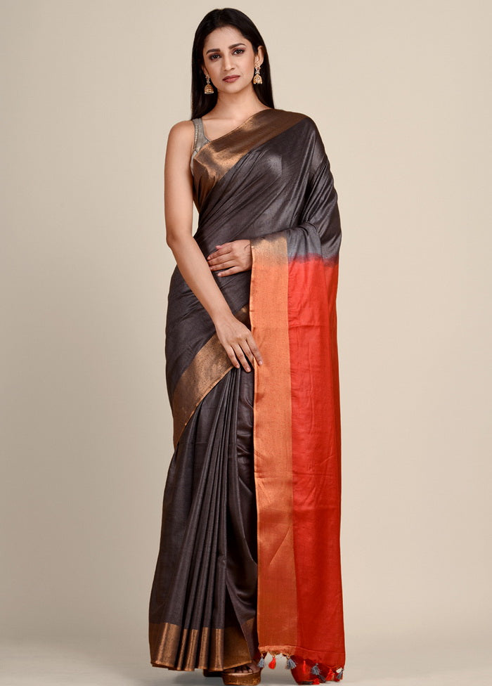 Silver Viscose Rayon Handloom Saree With Blouse - Indian Silk House Agencies