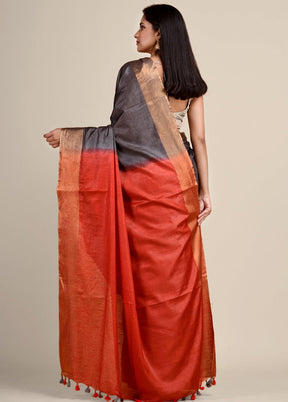 Silver Viscose Rayon Handloom Saree With Blouse - Indian Silk House Agencies