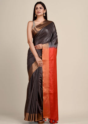 Silver Viscose Rayon Handloom Saree With Blouse - Indian Silk House Agencies