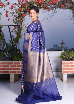 Blue Spun Saree With Blouse Piece - Indian Silk House Agencies