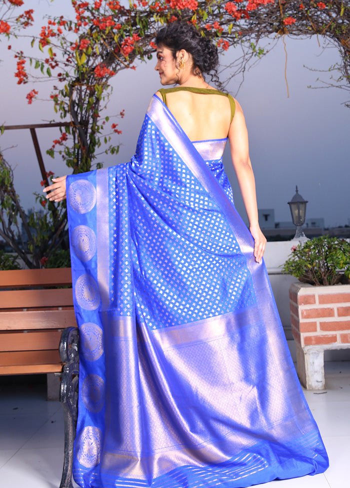 Blue Spun Saree With Blouse Piece - Indian Silk House Agencies