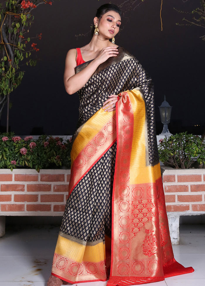 Black Spun Saree With Blouse Piece - Indian Silk House Agencies