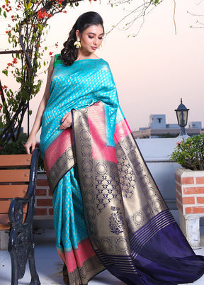 Blue Spun Saree With Blouse Piece - Indian Silk House Agencies