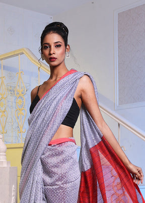 Grey Cotton Saree With Blouse Piece - Indian Silk House Agencies