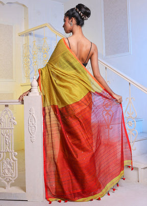 Yellow Cotton Saree With Blouse Piece - Indian Silk House Agencies