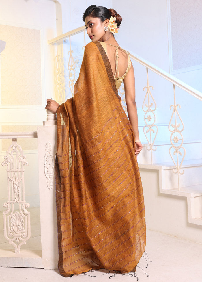 Yellow Cotton Saree With Blouse Piece - Indian Silk House Agencies