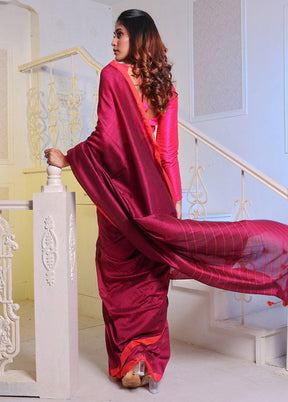 Magenta Pure Cotton Saree With Blouse Piece - Indian Silk House Agencies