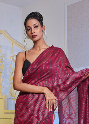 Magenta Pure Cotton Saree With Blouse Piece - Indian Silk House Agencies