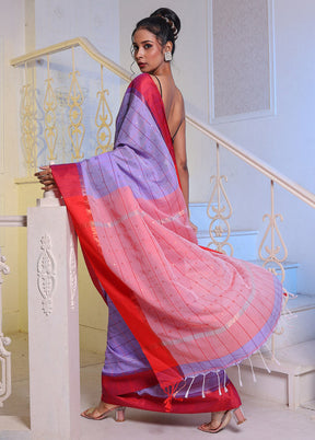 Lavender Pure Cotton Saree With Blouse Piece - Indian Silk House Agencies