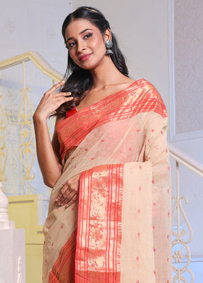 Off White Pure Cotton Saree With Blouse Piece - Indian Silk House Agencies