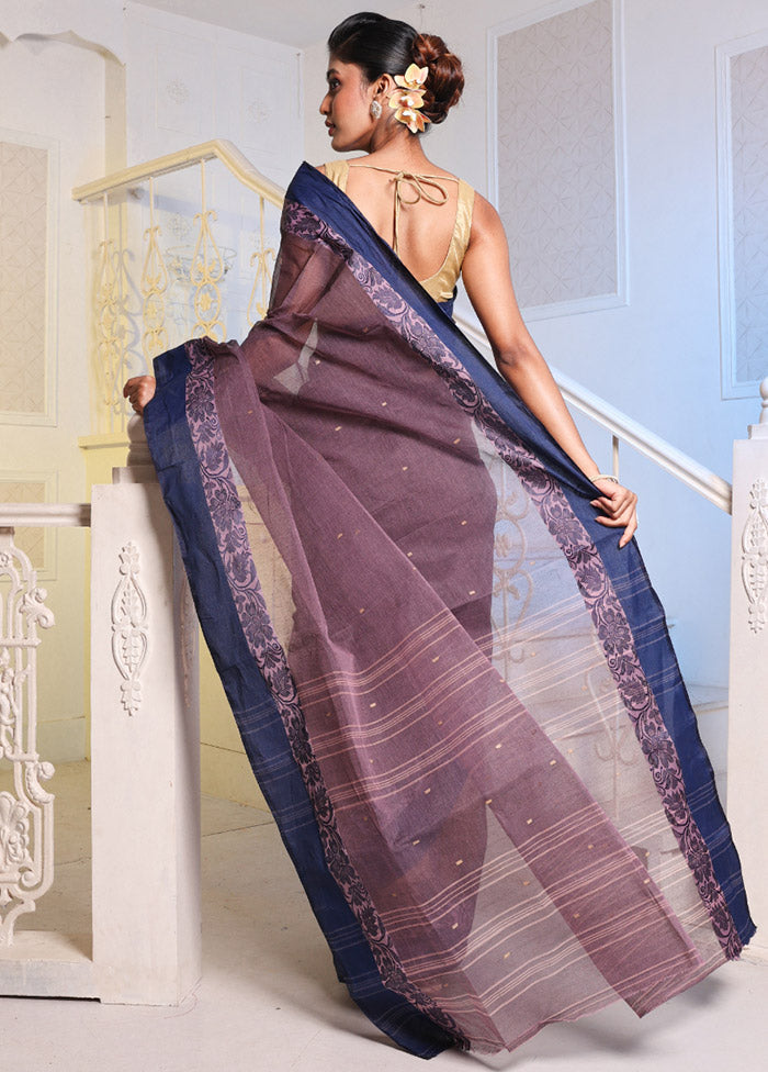 Purple Pure Cotton Saree With Blouse Piece - Indian Silk House Agencies