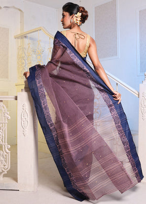 Purple Pure Cotton Saree With Blouse Piece - Indian Silk House Agencies