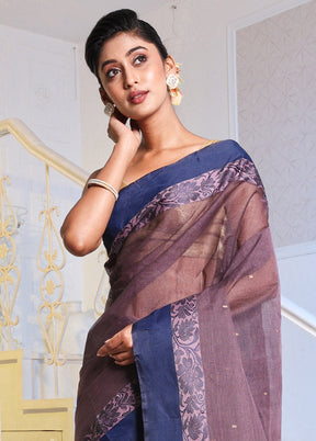 Purple Pure Cotton Saree With Blouse Piece - Indian Silk House Agencies