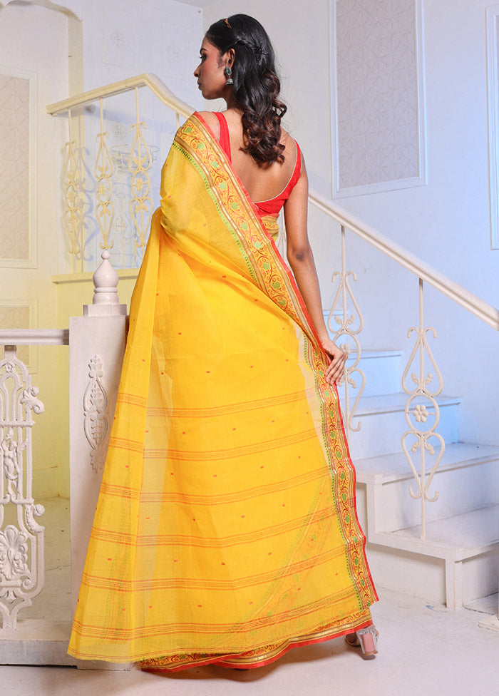 Yellow Pure Cotton Saree With Blouse Piece - Indian Silk House Agencies