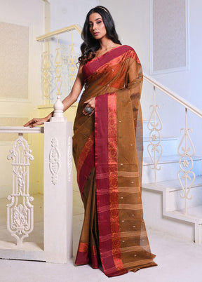 Brown Pure Cotton Saree With Blouse Piece - Indian Silk House Agencies