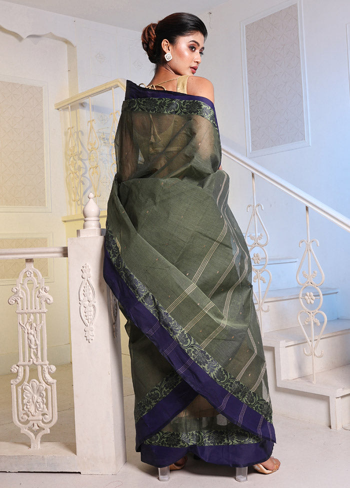 Green Pure Cotton Saree With Blouse Piece - Indian Silk House Agencies