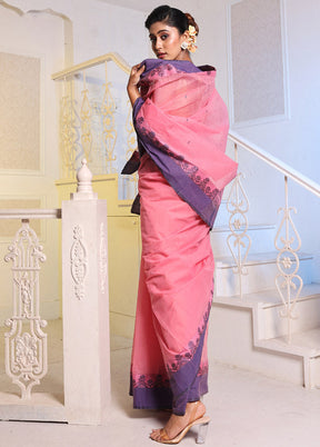 Pink Pure Cotton Saree With Blouse Piece - Indian Silk House Agencies