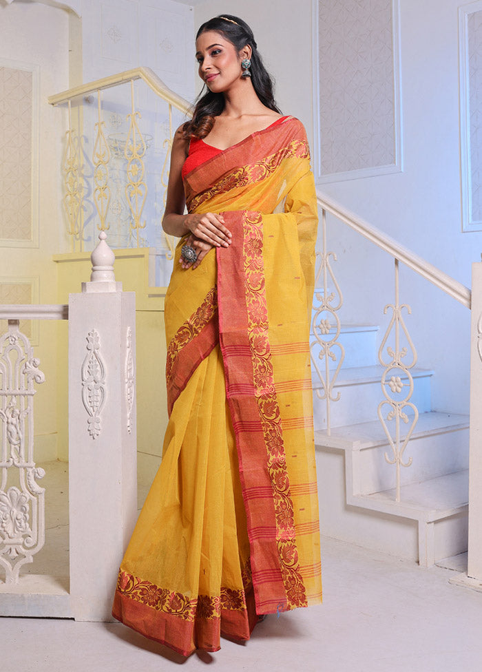 Yellow Pure Cotton Saree With Blouse Piece - Indian Silk House Agencies