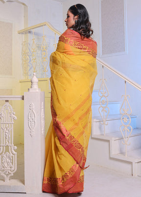 Yellow Pure Cotton Saree With Blouse Piece - Indian Silk House Agencies