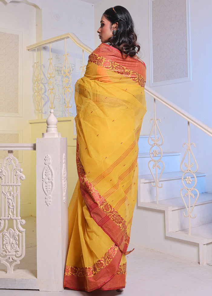 Yellow Pure Cotton Saree With Blouse Piece - Indian Silk House Agencies