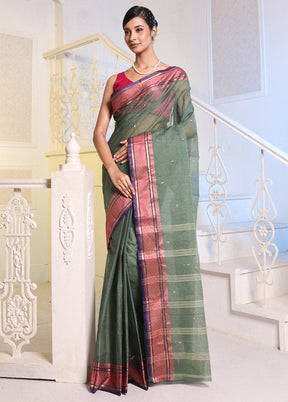 Green Pure Cotton Saree With Blouse Piece - Indian Silk House Agencies