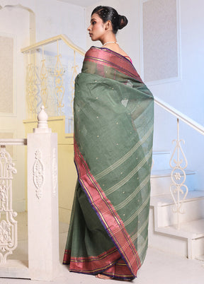 Green Pure Cotton Saree With Blouse Piece - Indian Silk House Agencies