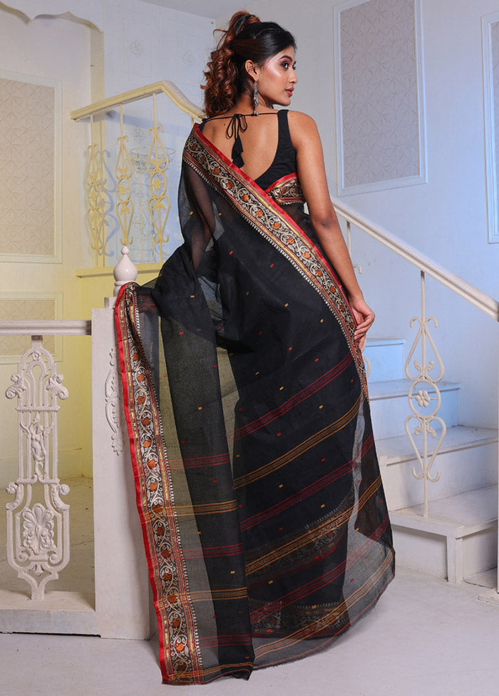 Black Pure Cotton Saree With Blouse Piece - Indian Silk House Agencies