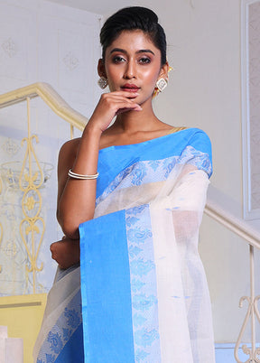 Off White Pure Cotton Saree With Blouse Piece - Indian Silk House Agencies