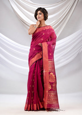 Magenta Pure Cotton Saree With Blouse Piece - Indian Silk House Agencies