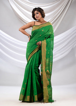 Green Pure Cotton Saree With Blouse Piece - Indian Silk House Agencies