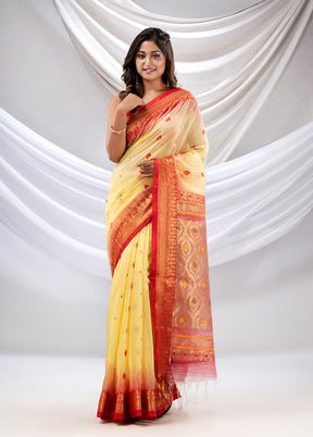 Light Yellow Pure Cotton Saree With Blouse Piece - Indian Silk House Agencies