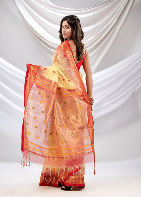 Light Yellow Pure Cotton Saree With Blouse Piece - Indian Silk House Agencies