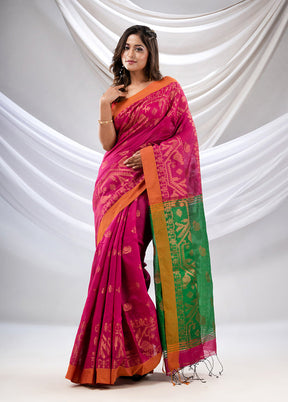 Fuchsia Cotton Saree With Blouse Piece - Indian Silk House Agencies