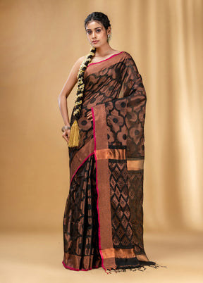 Black Cotton Saree With Blouse Piece - Indian Silk House Agencies