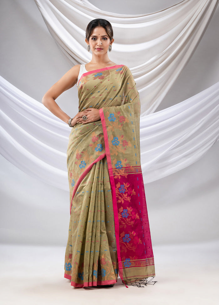 Beige Cotton Saree With Blouse Piece - Indian Silk House Agencies