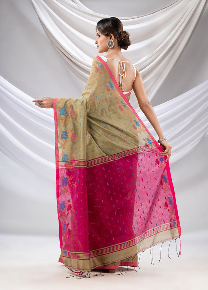 Beige Cotton Saree With Blouse Piece - Indian Silk House Agencies