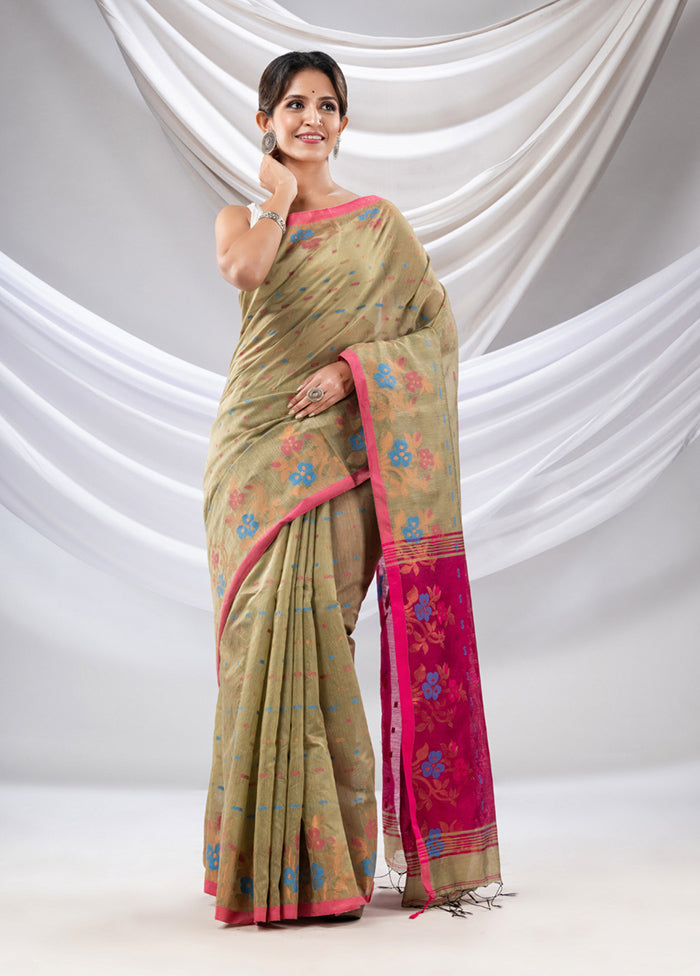 Beige Cotton Saree With Blouse Piece - Indian Silk House Agencies