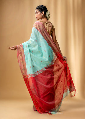 Sea Green Pure Cotton Saree With Blouse Piece - Indian Silk House Agencies