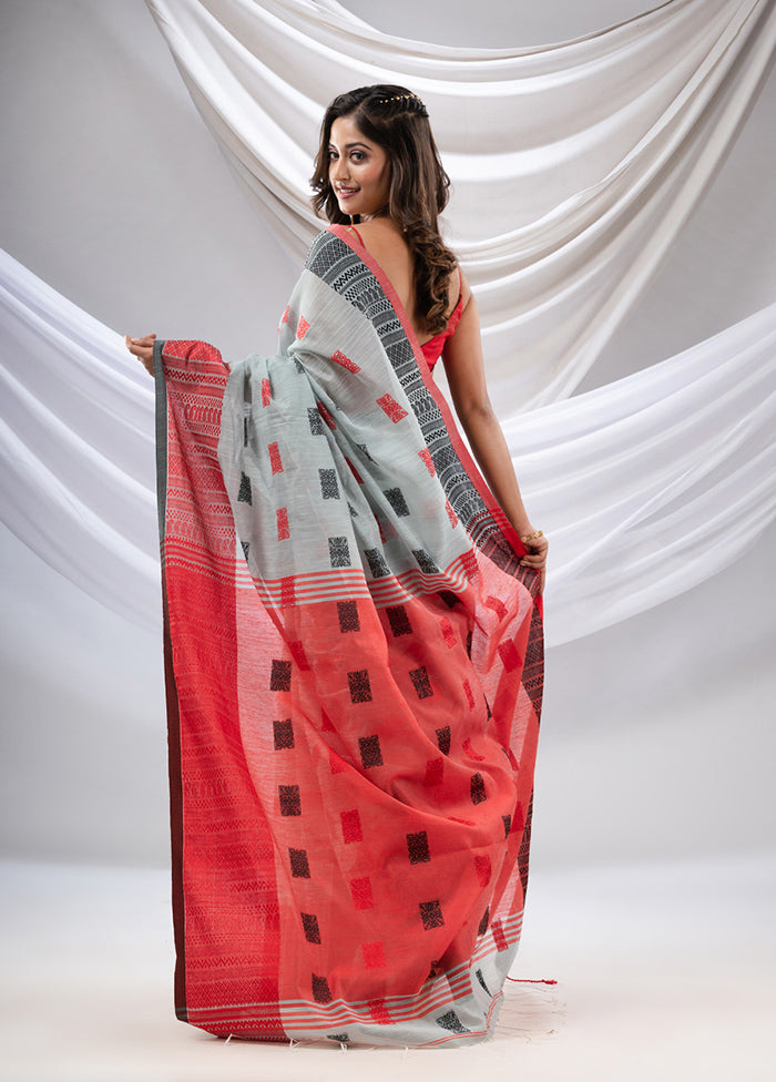 Grey Pure Cotton Saree With Blouse Piece - Indian Silk House Agencies