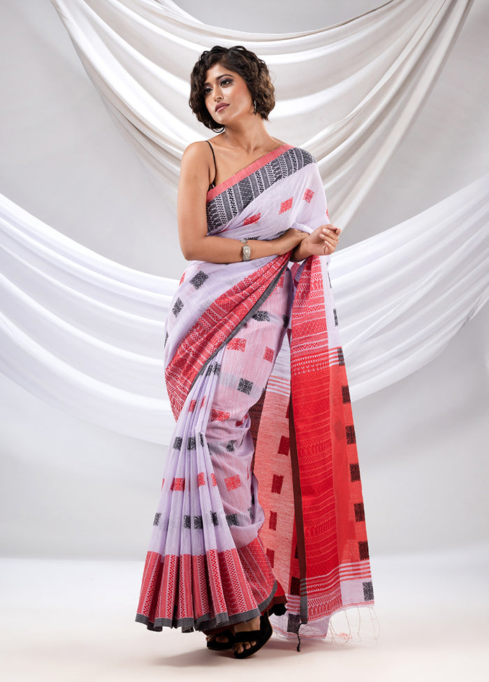 Lavender Pure Cotton Saree With Blouse Piece - Indian Silk House Agencies