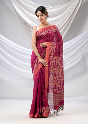 Magenta Pure Cotton Saree With Blouse Piece - Indian Silk House Agencies