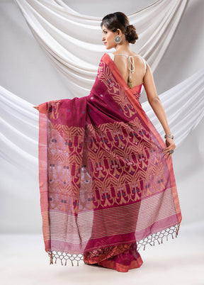 Magenta Pure Cotton Saree With Blouse Piece - Indian Silk House Agencies