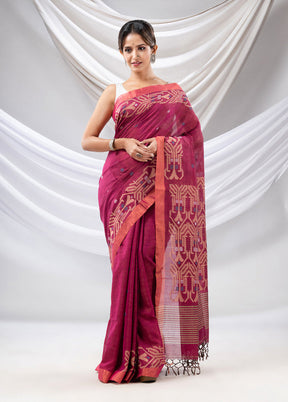 Magenta Pure Cotton Saree With Blouse Piece - Indian Silk House Agencies